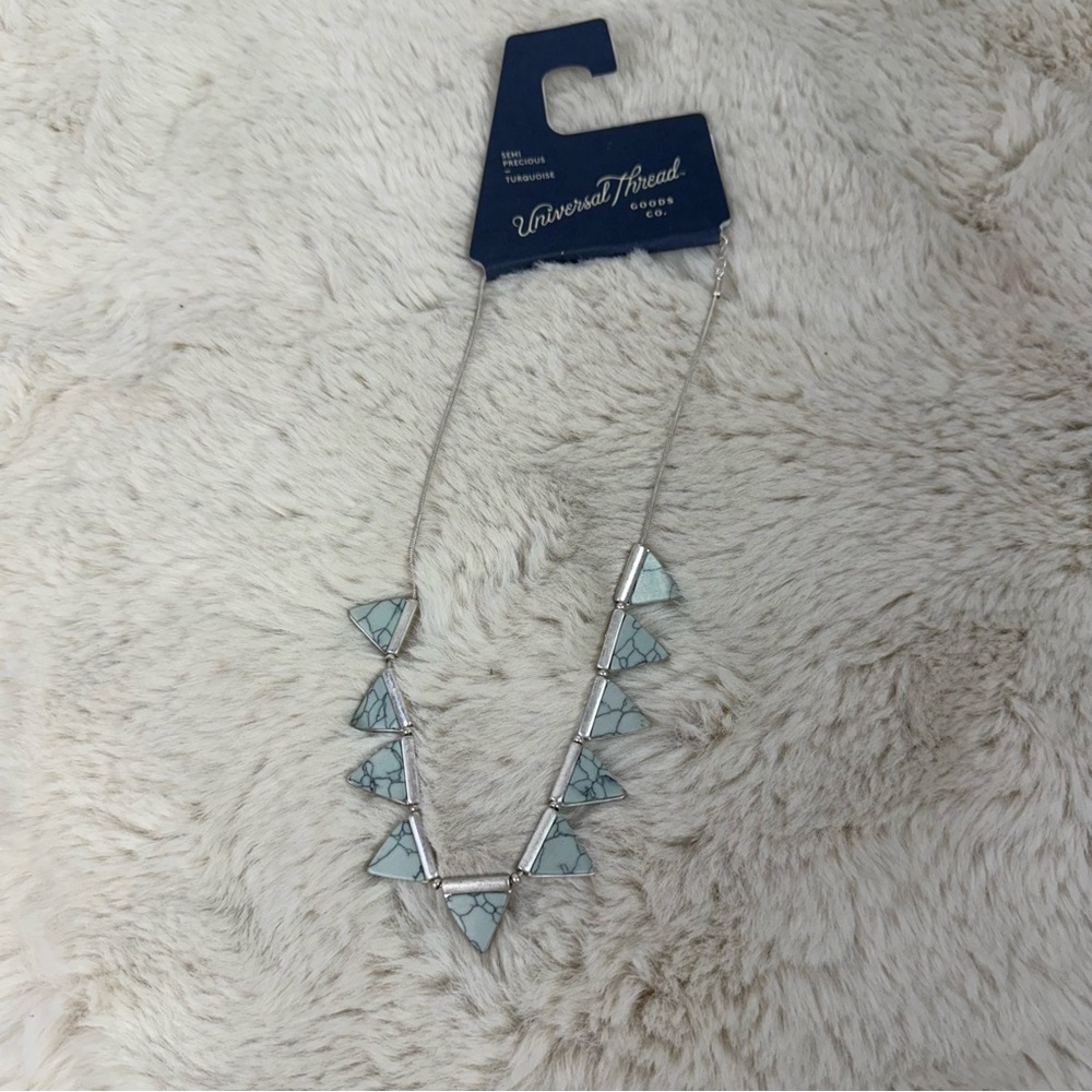 Universal Thread Silver and‎ Light Blue Geometric Necklace